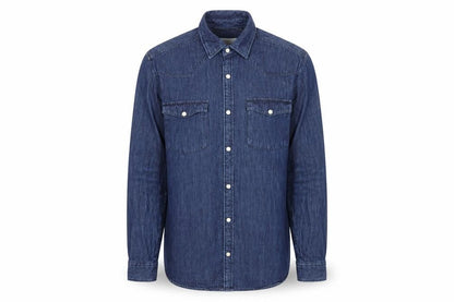 NEXT Mens Blue Cotton Button-Up Size MT Collared Snap