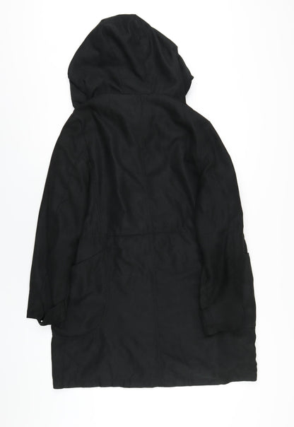 Boohoo Womens Black Parka Coat Size 12 Zip - Suede Effect