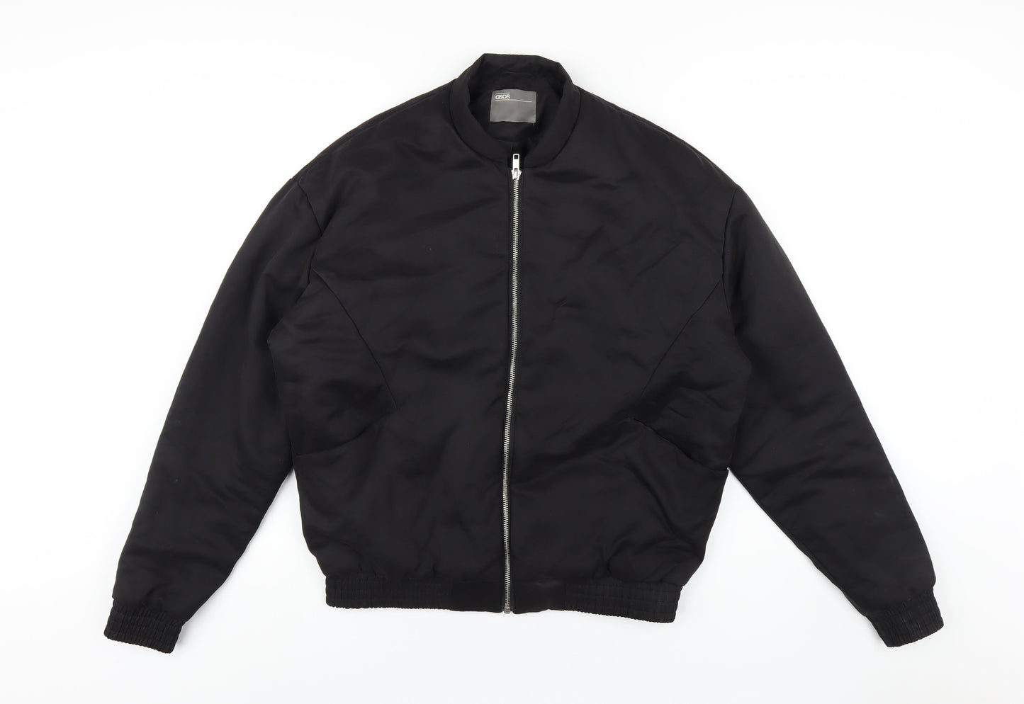 ASOS Mens Black Bomber Jacket Coat Size S Zip
