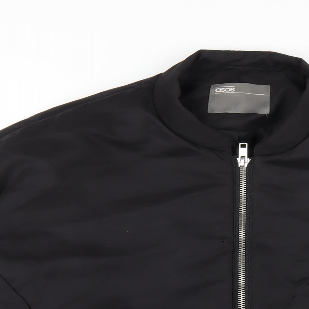 ASOS Mens Black Bomber Jacket Coat Size S Zip