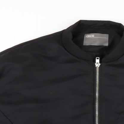 ASOS Mens Black Bomber Jacket Coat Size S Zip