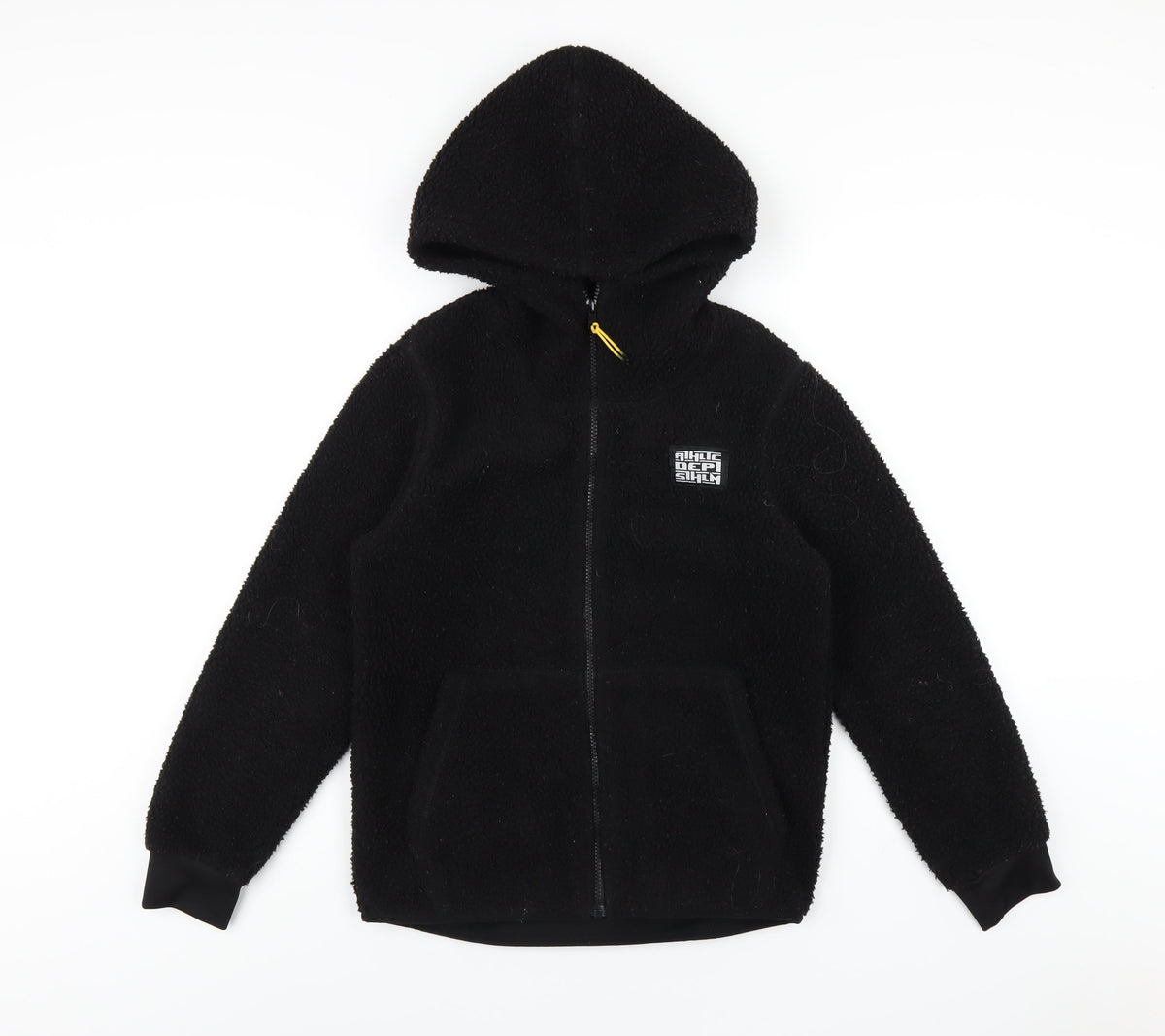 Additional front view of H&M boys’ black jacket, size 10-11, years zip
