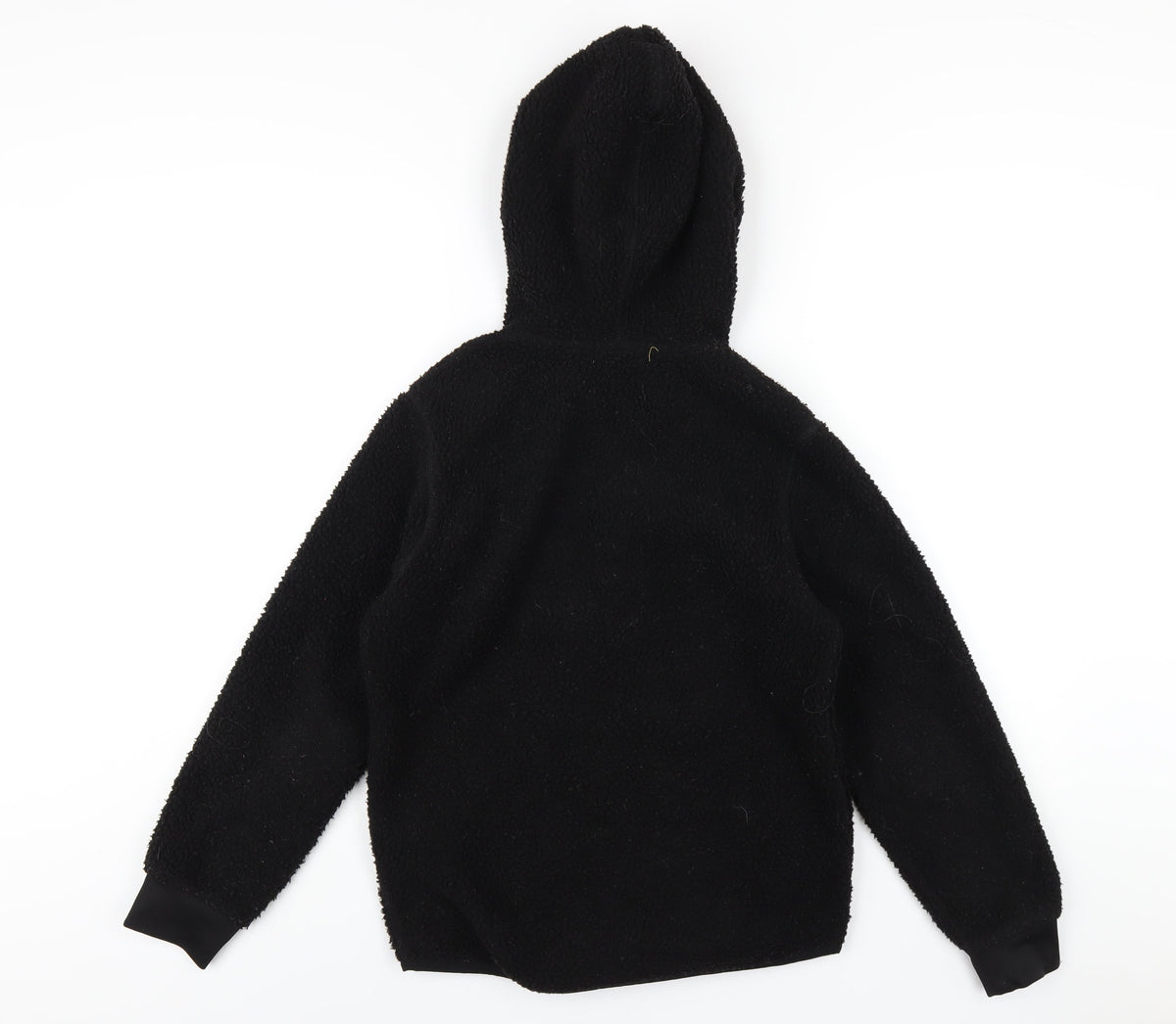 Back view of H&M boys’ black jacket, size 10-11, years zip