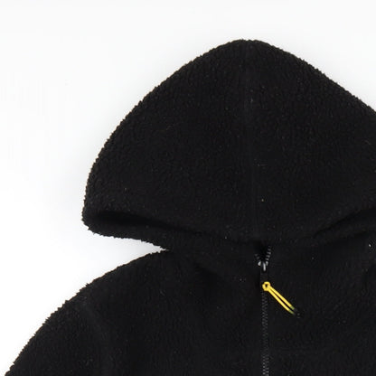 Close-up detail of H&M boys’ black jacket, size 10-11, years zip