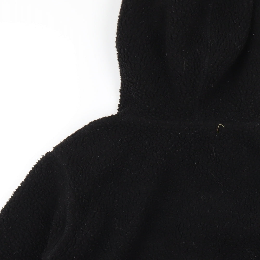 Brand and care label for H&M boys’ black jacket, size 10-11, years zip