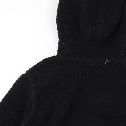 Brand and care label for H&M boys’ black jacket, size 10-11, years zip