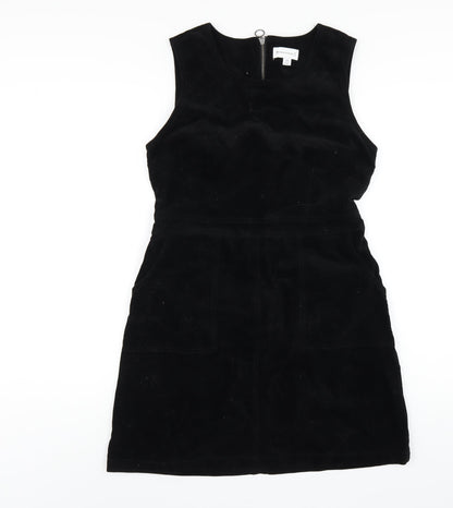 Warehouse Womens Black Cotton A-Line Size 12 Round Neck Zip
