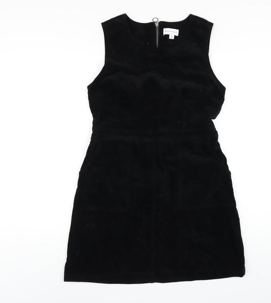 Warehouse Womens Black Cotton A-Line Size 12 Round Neck Zip