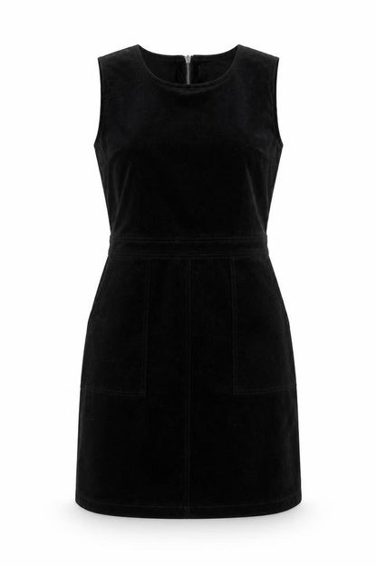 Warehouse Womens Black Cotton A-Line Size 12 Round Neck Zip