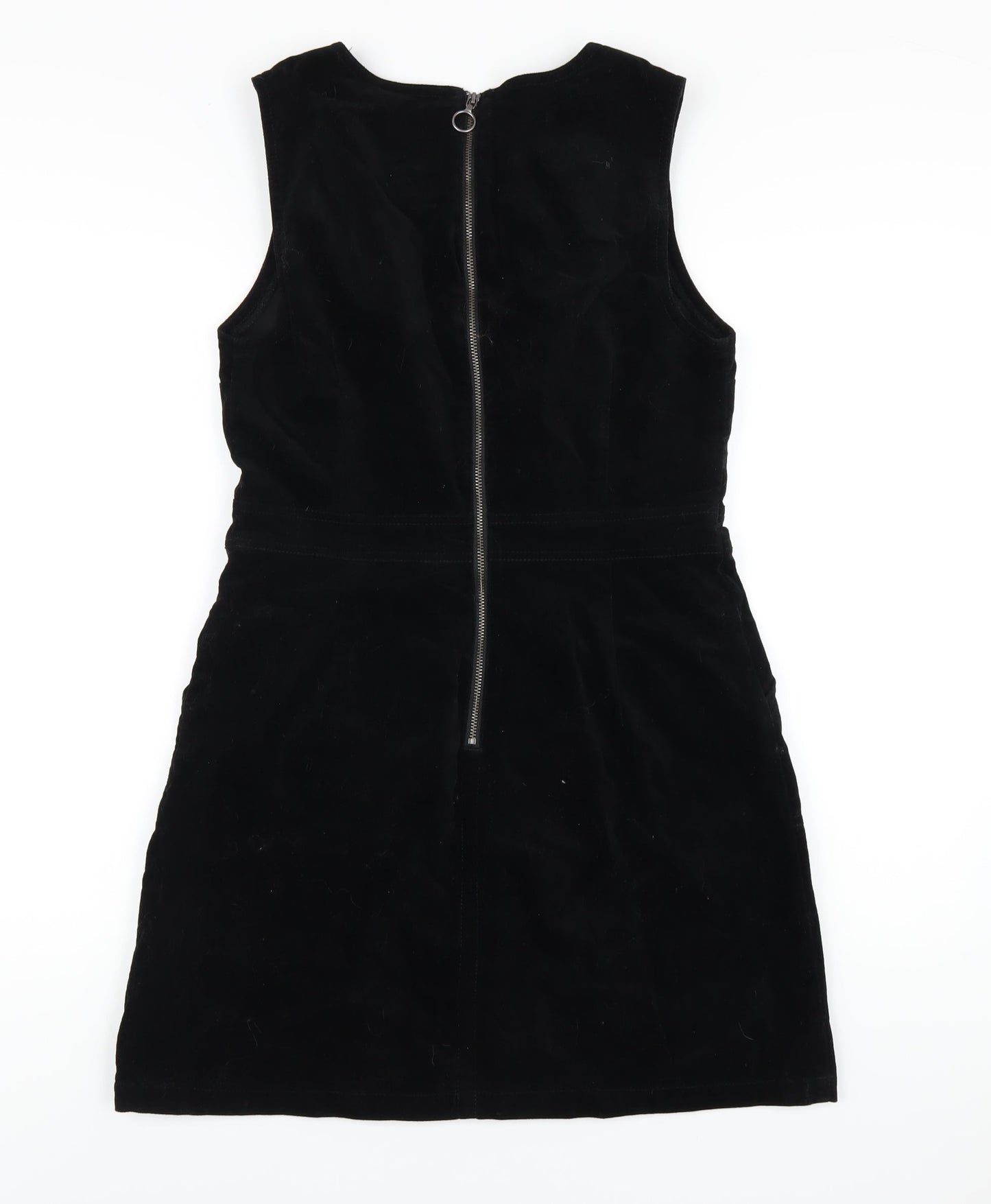 Warehouse Womens Black Cotton A-Line Size 12 Round Neck Zip