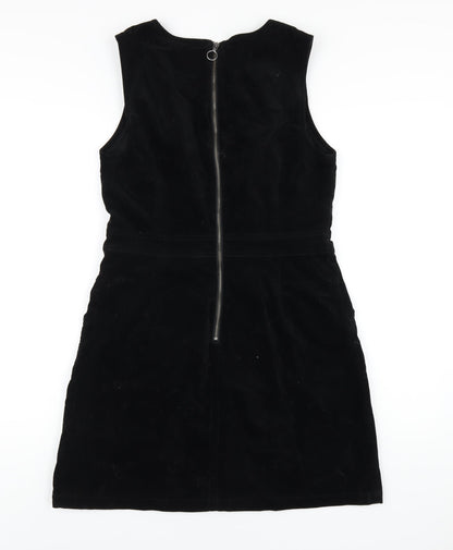 Warehouse Womens Black Cotton A-Line Size 12 Round Neck Zip