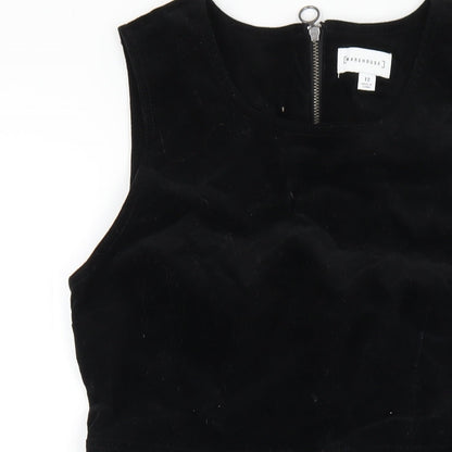 Warehouse Womens Black Cotton A-Line Size 12 Round Neck Zip