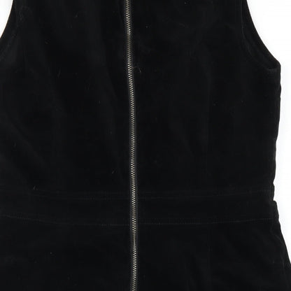 Warehouse Womens Black Cotton A-Line Size 12 Round Neck Zip