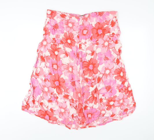 M&Co Womens Pink Floral Linen A-Line Skirt Size 18