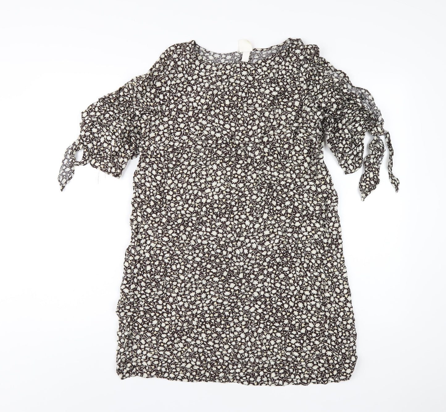H&M Womens Brown Viscose T-Shirt Dress Size 16 Round Neck Pullover