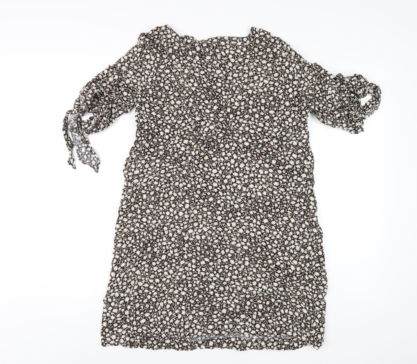 H&M Womens Brown Viscose T-Shirt Dress Size 16 Round Neck Pullover