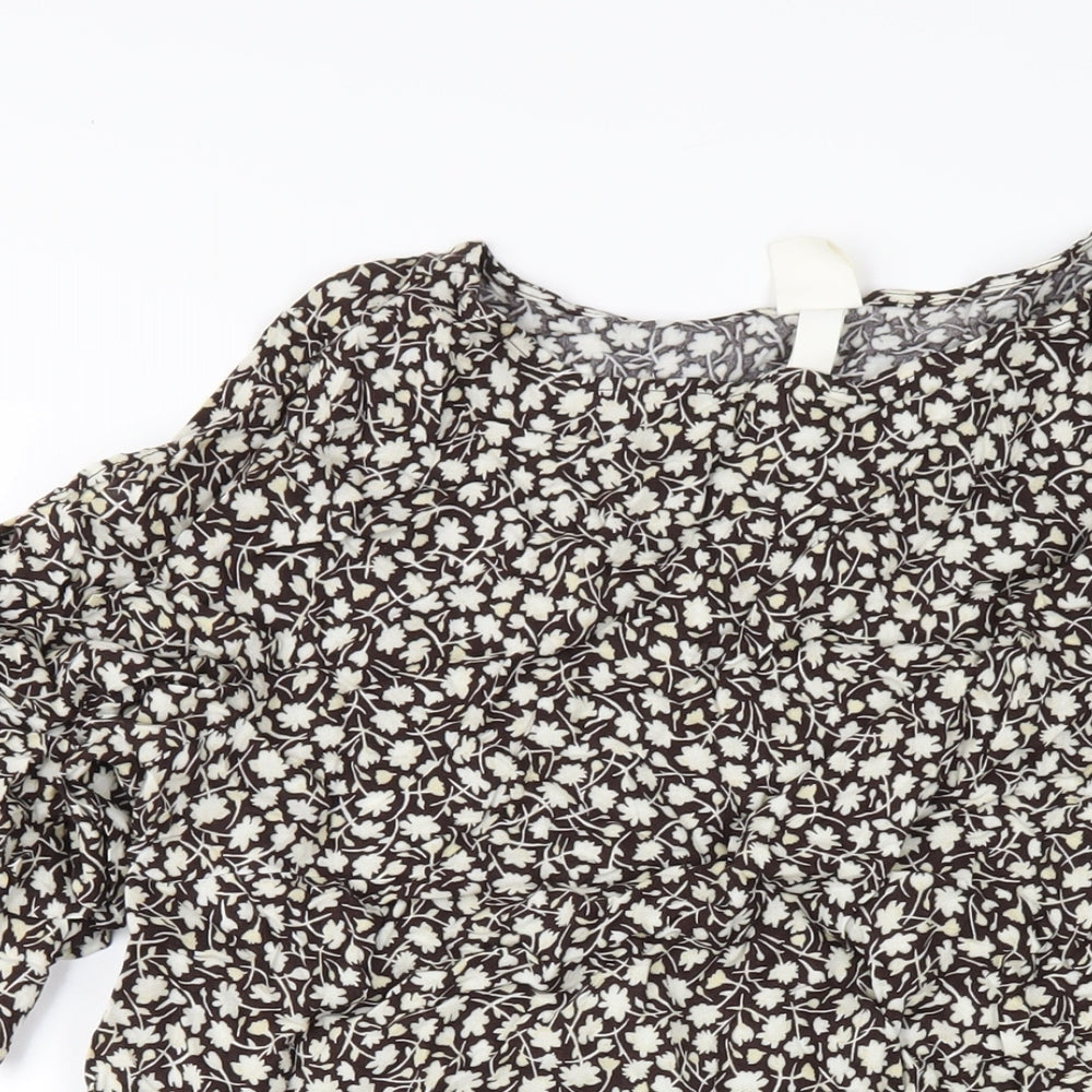 H&M Womens Brown Viscose T-Shirt Dress Size 16 Round Neck Pullover