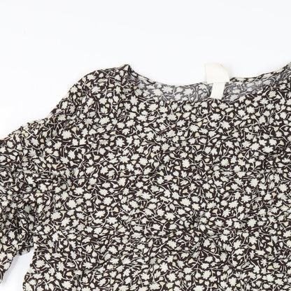 H&M Womens Brown Viscose T-Shirt Dress Size 16 Round Neck Pullover