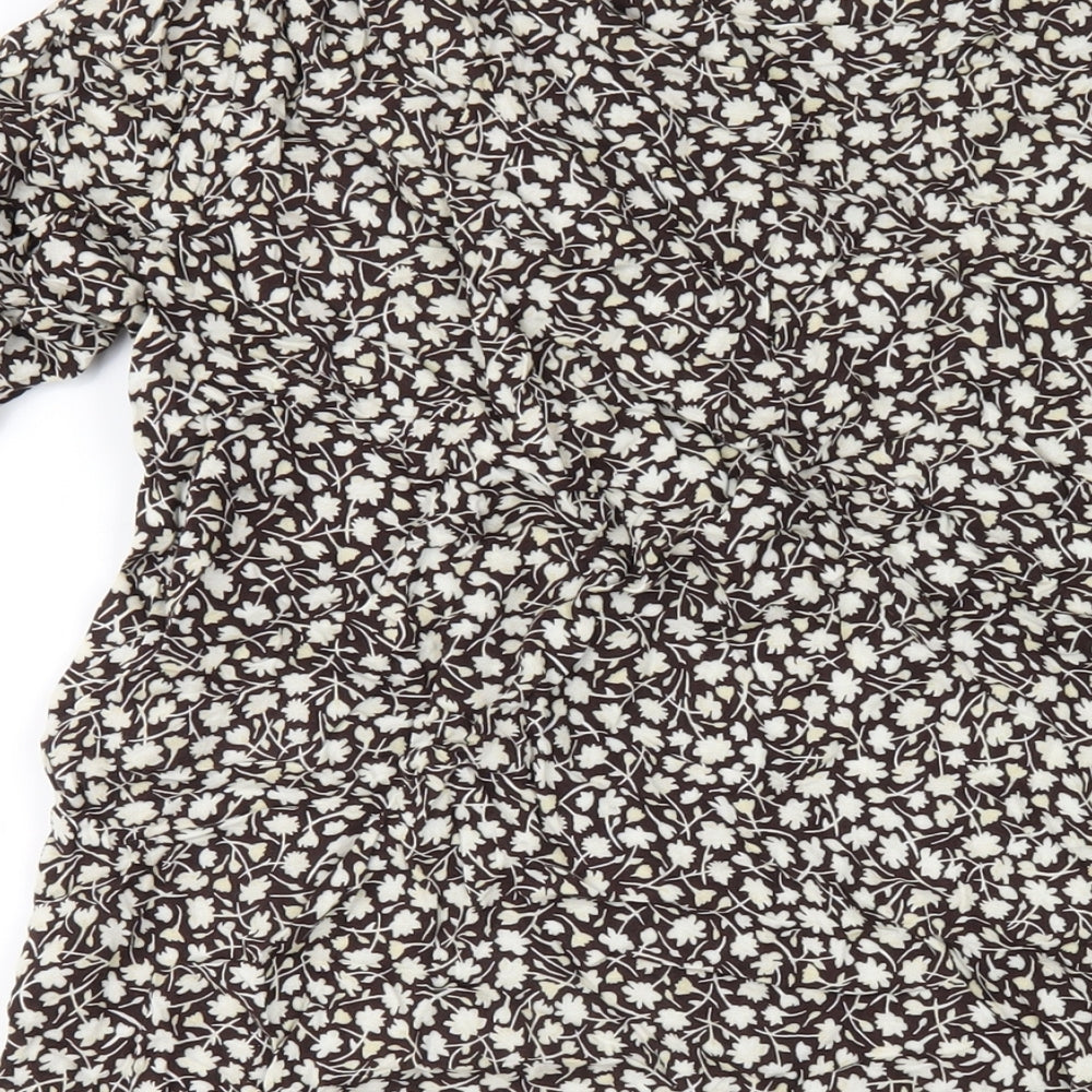 H&M Womens Brown Viscose T-Shirt Dress Size 16 Round Neck Pullover