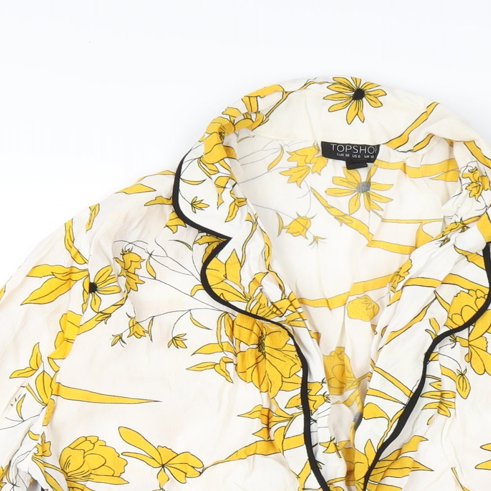 Womens UK Size 10 Topshop Multicoloured Basic Button-Up