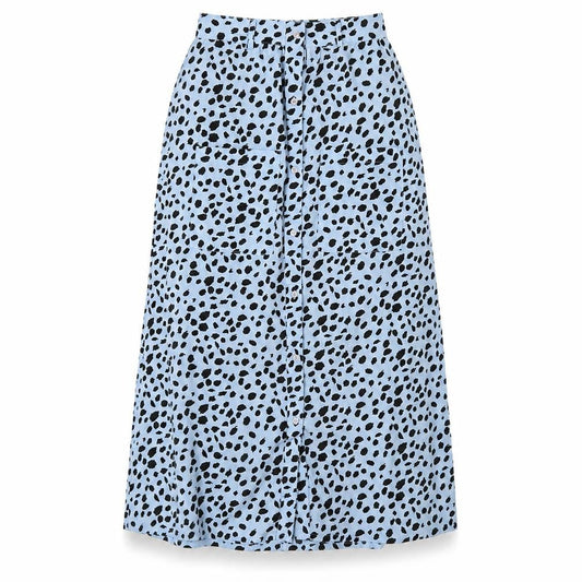 Wednesday's Girl Womens Blue Geometric Polyester A-Line Skirt Size XS Button