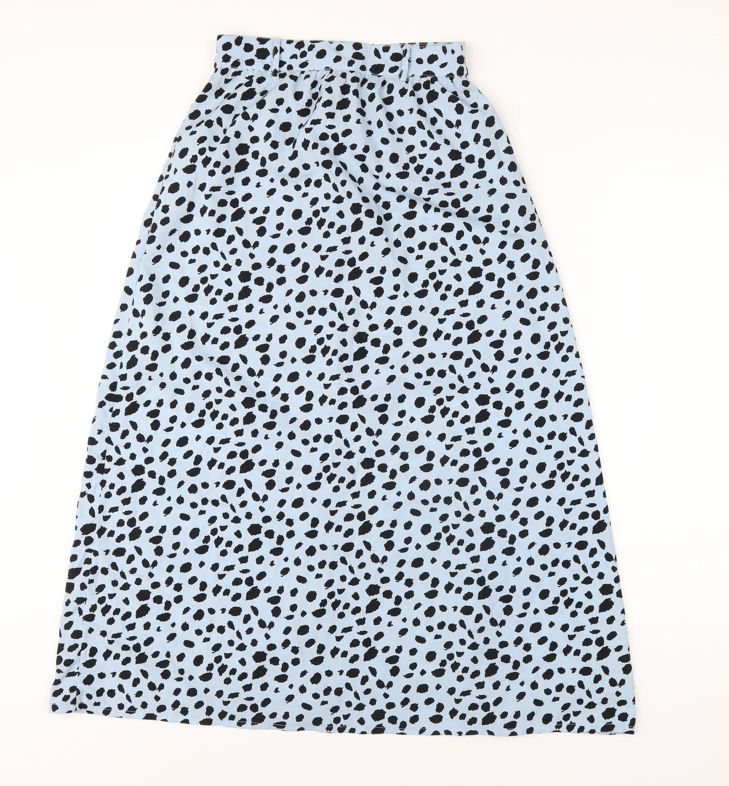 Wednesday's Girl Womens Blue Geometric Polyester A-Line Skirt Size XS Button