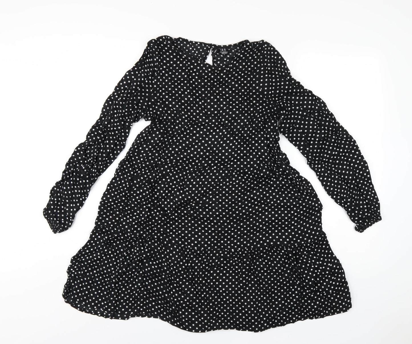 VERO MODA Womens Black Viscose A-Line Size XS Round Neck Button