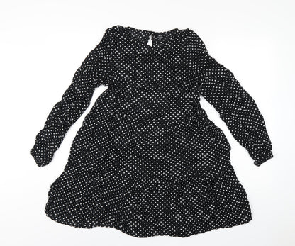 VERO MODA Womens Black Viscose A-Line Size XS Round Neck Button