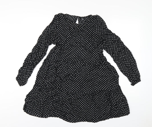 VERO MODA Womens Black Viscose A-Line Size XS Round Neck Button