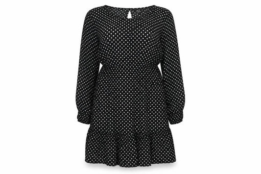 VERO MODA Womens Black Viscose A-Line Size XS Round Neck Button