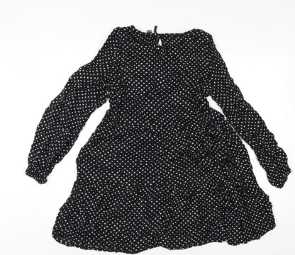 VERO MODA Womens Black Viscose A-Line Size XS Round Neck Button
