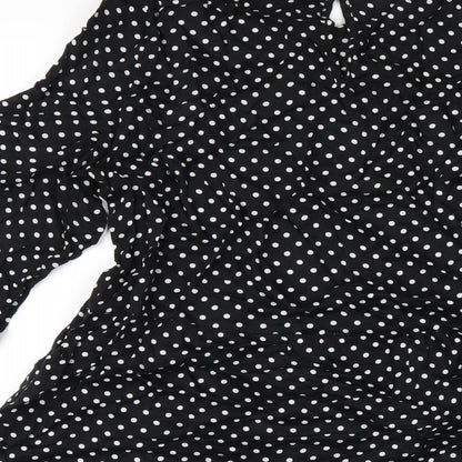 VERO MODA Womens Black Viscose A-Line Size XS Round Neck Button