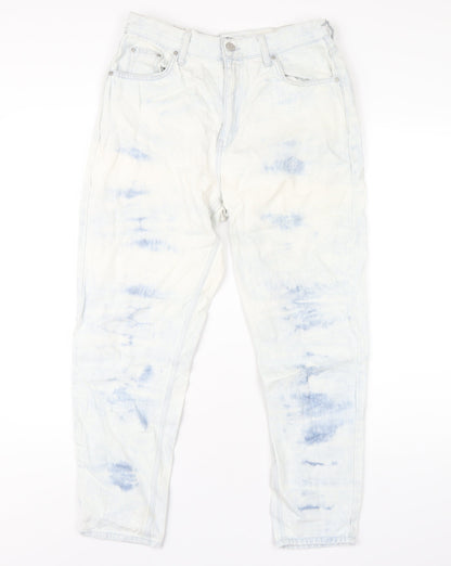 Pull&Bear Womens Blue Cotton Straight Jeans Size 12 L28 in Regular Zip