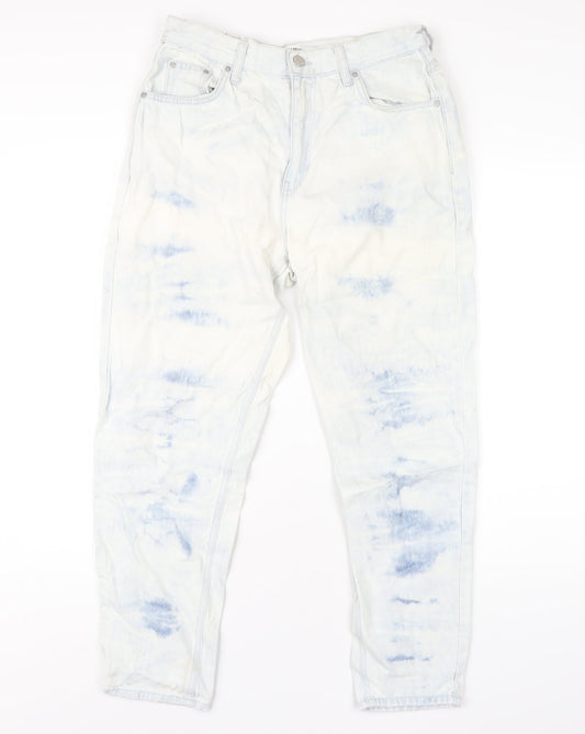 Pull&Bear Womens Blue Cotton Straight Jeans Size 12 L28 in Regular Zip