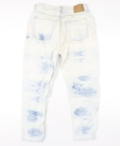 Pull&Bear Womens Blue Cotton Straight Jeans Size 12 L28 in Regular Zip