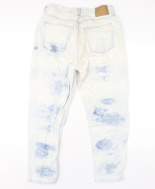 Pull&Bear Womens Blue Cotton Straight Jeans Size 12 L28 in Regular Zip