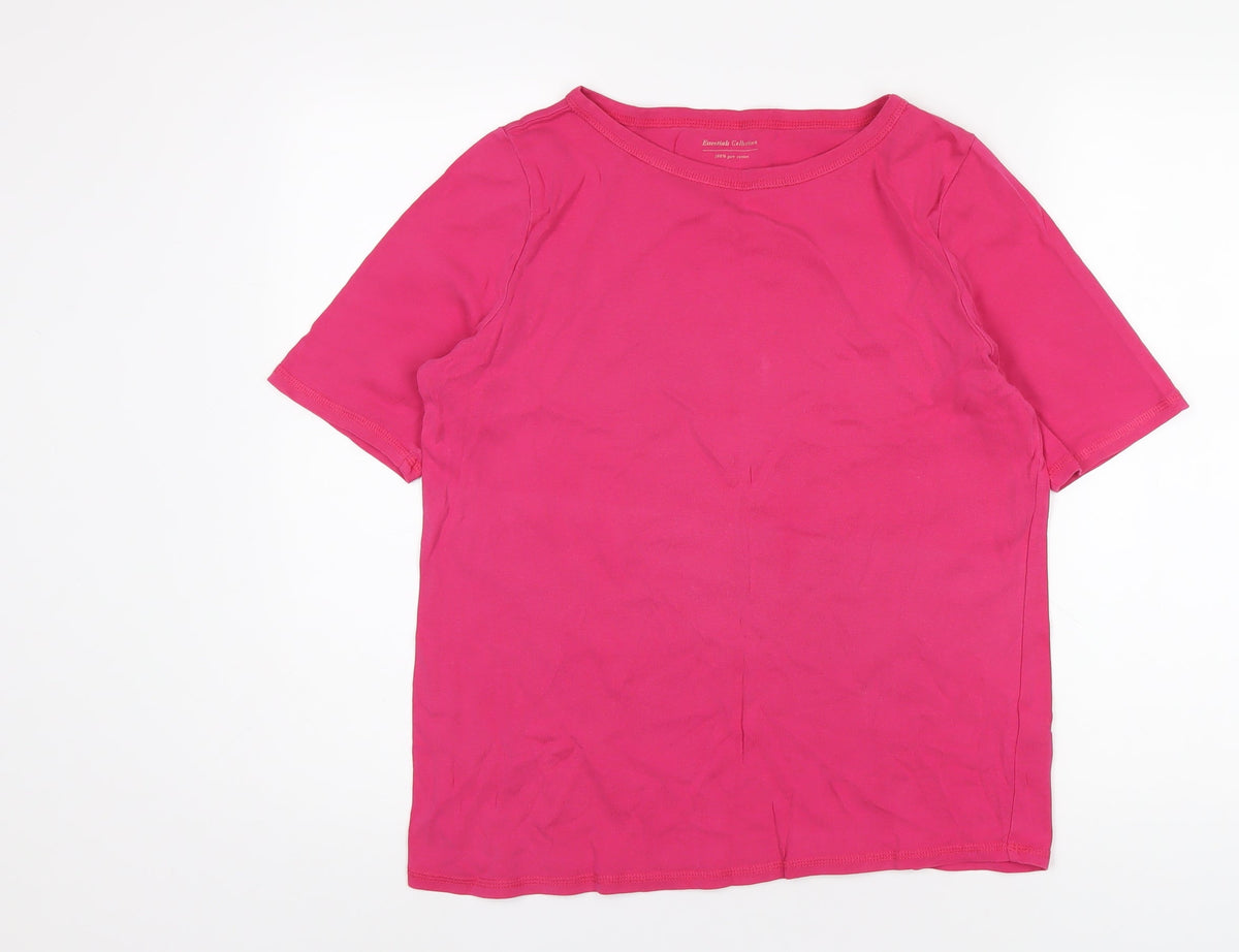 marksand Womens Pink Cotton Basic T-Shirt Size 16 Round Neck