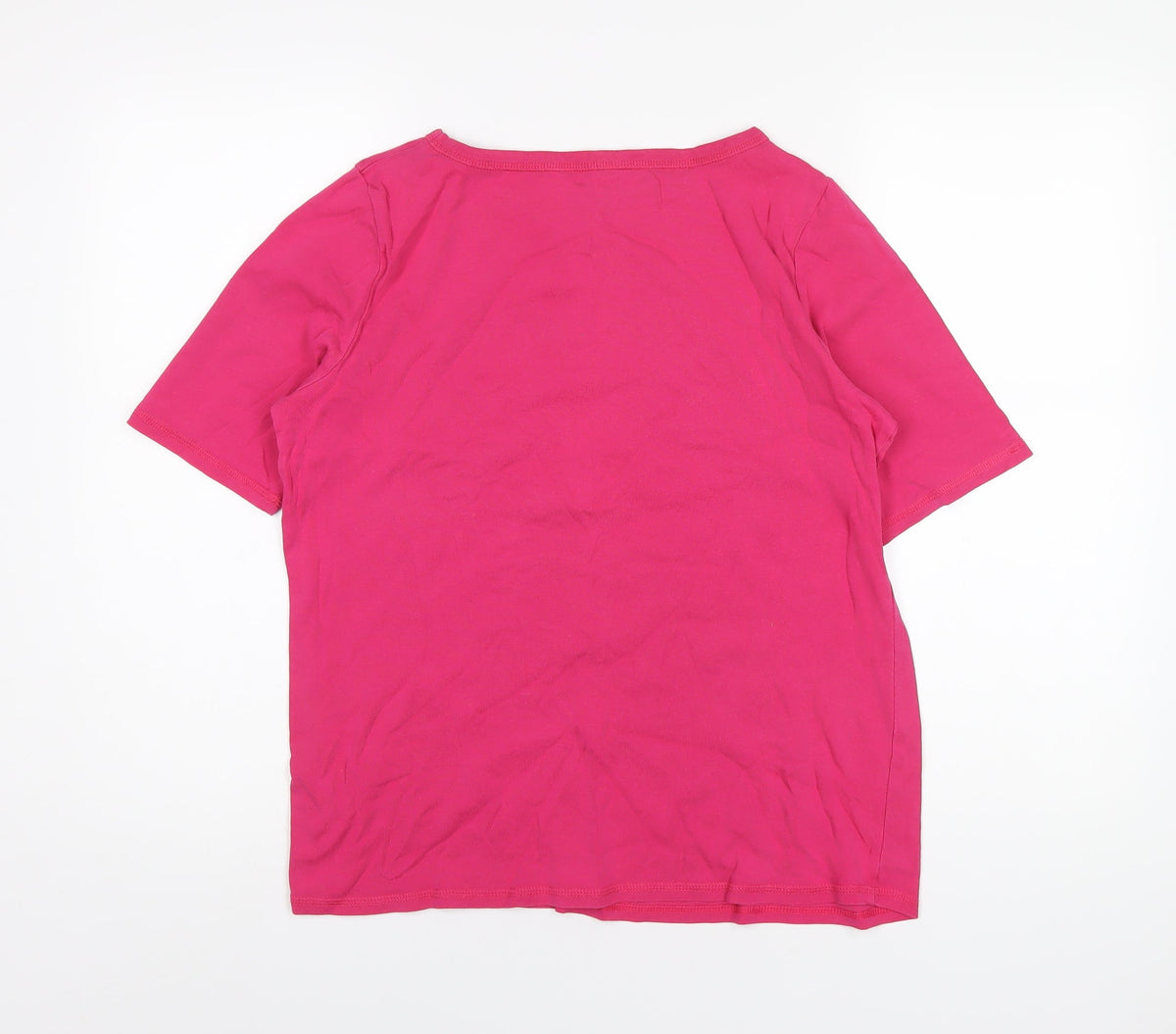 marksand Womens Pink Cotton Basic T-Shirt Size 16 Round Neck