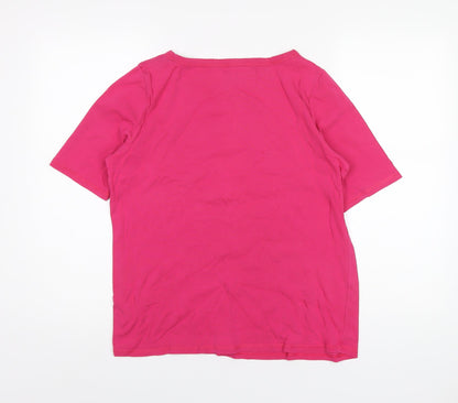 marksand Womens Pink Cotton Basic T-Shirt Size 16 Round Neck