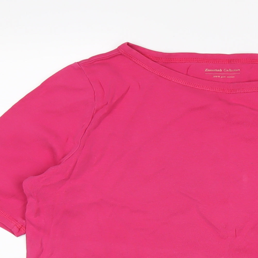 marksand Womens Pink Cotton Basic T-Shirt Size 16 Round Neck