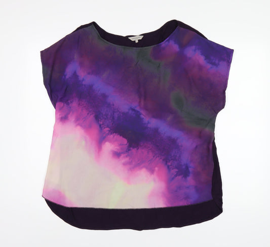 Great Plains Womens Purple Viscose Basic T-Shirt Size L Round Neck