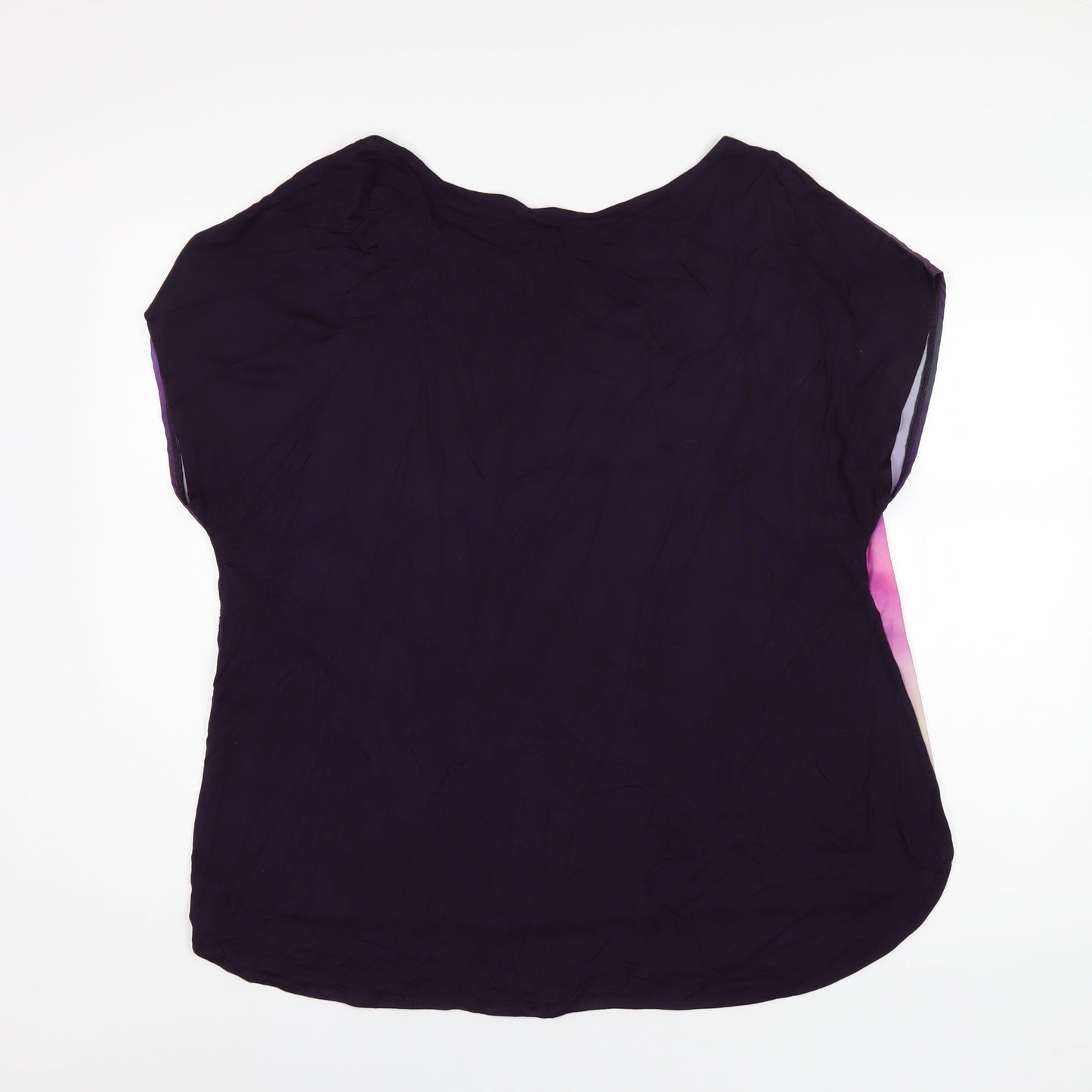 Great Plains Womens Purple Viscose Basic T-Shirt Size L Round Neck