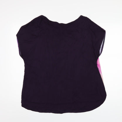 Great Plains Womens Purple Viscose Basic T-Shirt Size L Round Neck