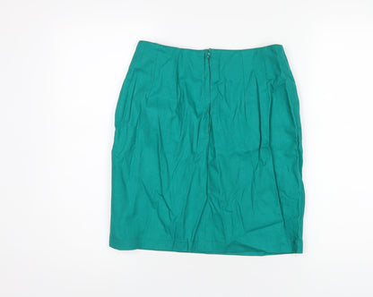 Chelsea Girl Womens Green Cotton A-Line Skirt Size 14 Zip