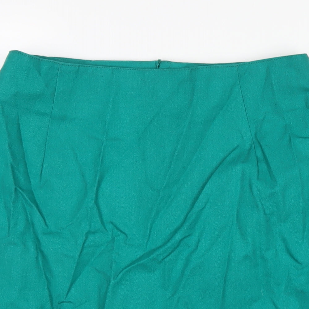 Chelsea Girl Womens Green Cotton A-Line Skirt Size 14 Zip