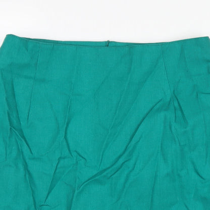 Chelsea Girl Womens Green Cotton A-Line Skirt Size 14 Zip