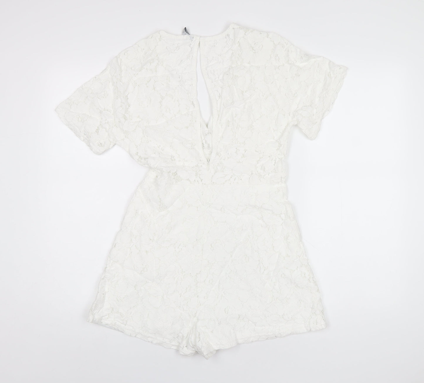 Amisu Womens White Polyester Playsuit One-Piece Size 8 Zip
