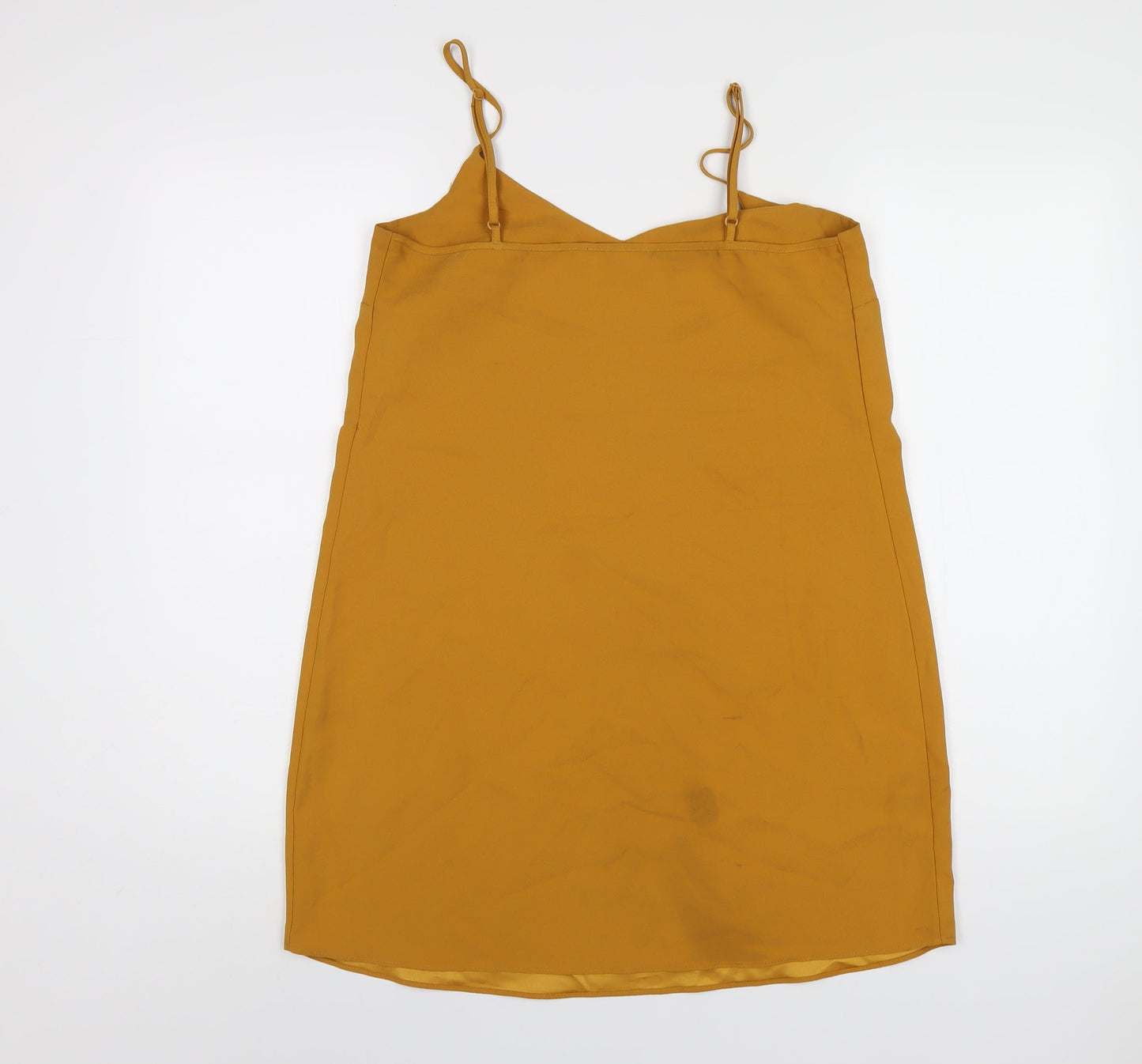 Missguided Womens Yellow Polyester Slip Dress Size 10 V-Neck Pullover
