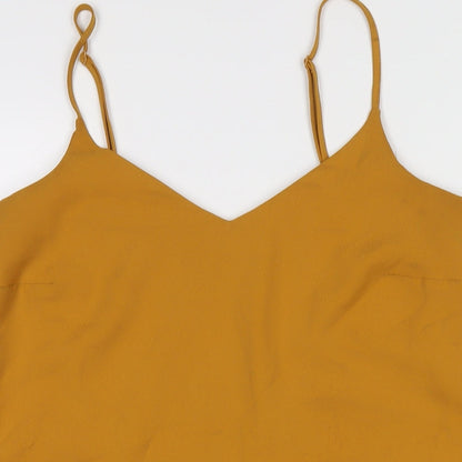 Missguided Womens Yellow Polyester Slip Dress Size 10 V-Neck Pullover