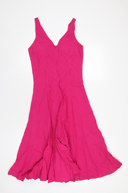 New Look Womens Pink Cotton A-Line Size 10 V-Neck Zip